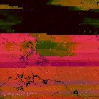 a red, pink, and green abstract painting